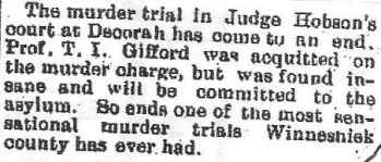 Bigelow Murder Elgin Echo Thursday Feb. , 1905